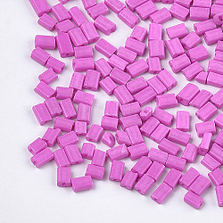 Baking Paint Glass Flat Beads, Rectangle, Orchid, 4~7x3~4x2.5mm, Hole: 0.8mm, about 2500pcs/bag