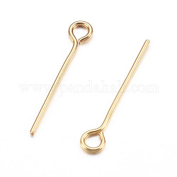 304 Stainless Steel Eye Pin, Golden, 16x0.6mm, Hole: 1.5mm