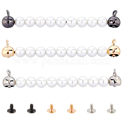 Zinc Alloy Bag Handles, with Imitation Pearl, for Bag Straps Replacement Accessories, with Screws, Cadmium Free & Lead Free, Mixed Color, 152.5x23.5x16.5mm, Hole: 7.5x5.5 & 2.5mm, Screw: 6.5x5.5mm, 3 colors, 2sets/color, 6sets/bag