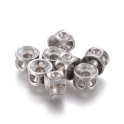 304 Edelstahl-Perlen Rhinestone-Fassungen, Kolumne, Edelstahl Farbe, 6x4 mm, Loch: 1.8 mm, fit für 2 mm Strass