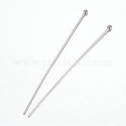 304 Stainless Steel Round Ball Pins, Stainless Steel Color, 50mm, Pin: 0.7mm, 500pcs/bag