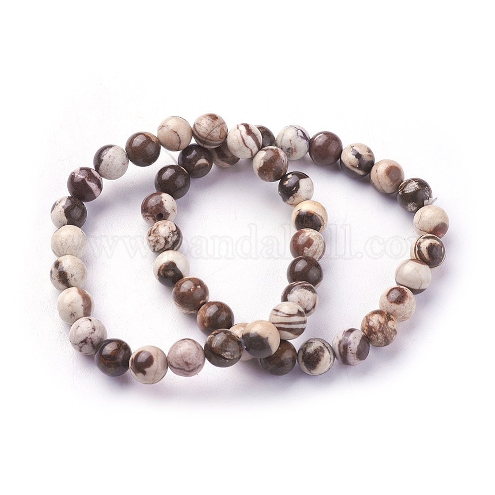 Wholesale Natural Zebra Jasper Beads Stretch Bracelets