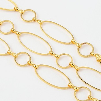 Brass Handmade Chains, Unwelded, Golden, 10mm wide, 10-25mm long, 1mm thick