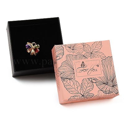 Aufbewahrungsboxen für Schmuck aus Karton und Papier mit Blumendruck&nbsp;CON-P022-01B-1
