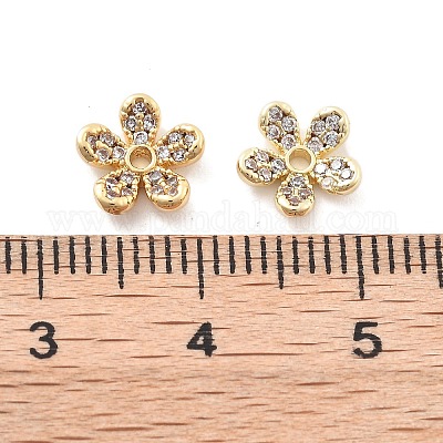 Стойка покрытие цветок латунь микропаве прозрачный кубический цирконий бусины колпачки KK-H449-65G-04-NR-1