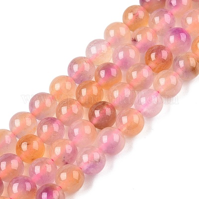 Окрашенные природные белый нефрит бисер пряди G-T138-6mm-210-14-1