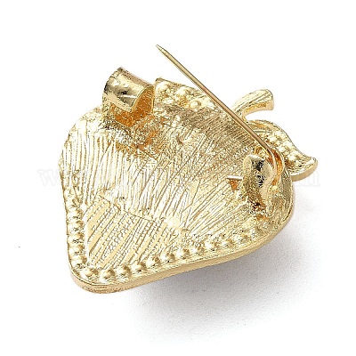 Брошь в виде клубники со стразами и акрилом&nbsp;LS-JEWB-G040-01G-1