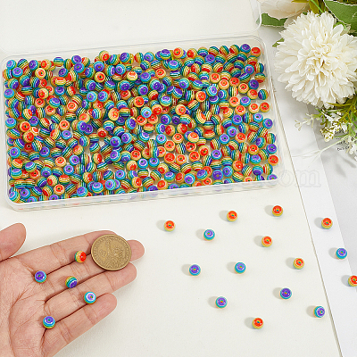 500 шт. Прозрачные бусины из смолы в полоску&nbsp;RESI-PA0001-10-1