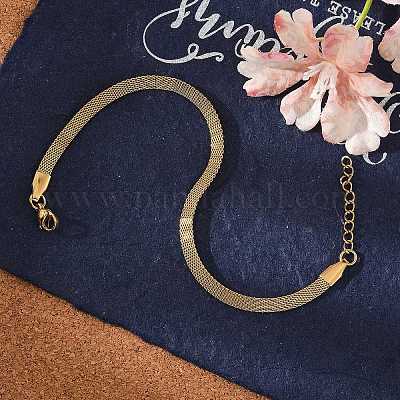 Ионное покрытие (ip) 304 нержавеющая сталь сетка цепи/сетчатые браслеты браслеты BJEW-I274-13G-1