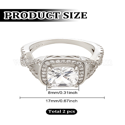 1 шт. латунные кольца с микропаве из прозрачного кубического циркония для женщин&nbsp;RJEW-LP0001-36-1