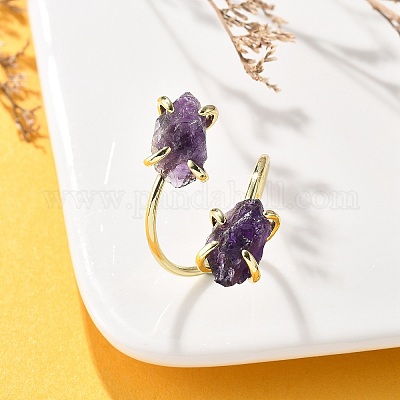 Натуральные кольца из аметистовой манжеты RJEW-B122-02G-03-1