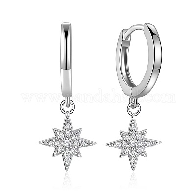Элегантные серьги-кольца со звездой из стерлингового серебра DE4075-2-1