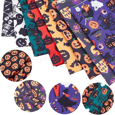 Tessuto in policotone stampato halloween&nbsp;DIY-WH0032-07B-1