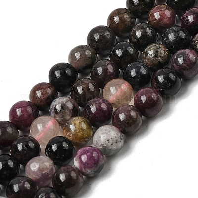 Круглые нити из натуральных разноцветных турмалиновых бусин&nbsp;G-K068-13-6mm-01-1