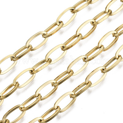 12 Feet Thick Gold Oval Paperclip Chains for Jewelry Making 14K Gold Plated  Paperclip Chain Oval Link Chain Bulk