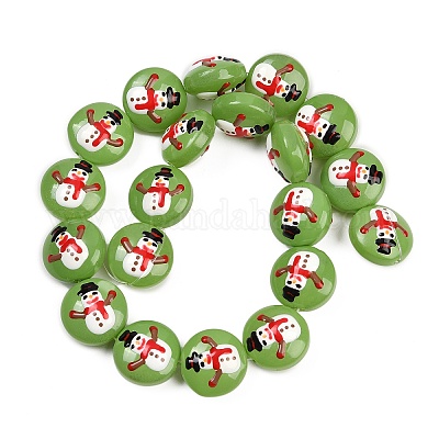 Рождественские эмалевые бусины ручной работы в технике лэмпворк LAMP-C020-03H-1