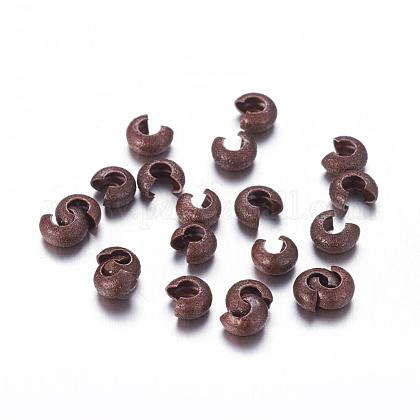 真鍮製つぶし玉カバーカシメ玉カバー  ニッケルフリー  赤銅鉱  直径4mm  穴：2mm KK-G016-R-NF-1