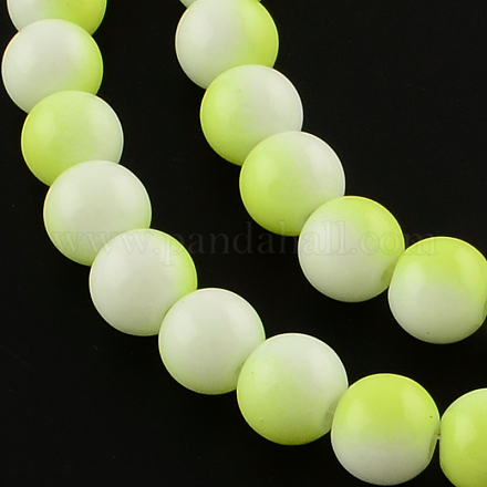 Two-Color Baking Painted Glass Bead Strands DGLA-R050-6mm-22-1