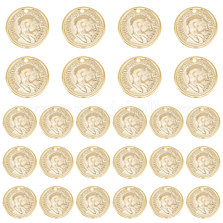 DICOSMETIC 40Pcs Vintage King's Head Coin Pendants Flat Round Golden Pendants Edward VII Head Pendants Commemorative Coins Charms Brass Round Charms Bulk for Jewelry Making KK-DC0002-17-1