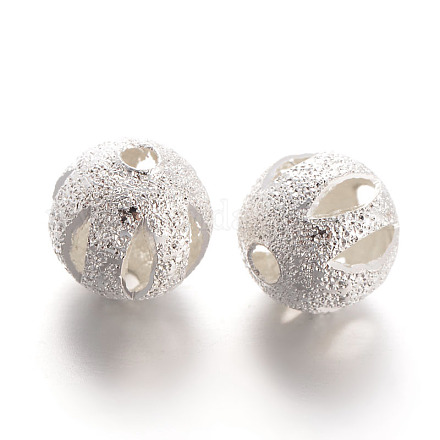 Perles rondes creuses en laiton texturées KK-L129-17S-1