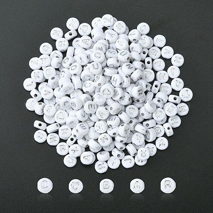 300pcs 2 styles de perles acryliques blanches opaques MACR-YW0002-58B-1