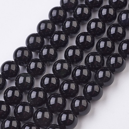 Obsidienne naturelle perles brins G-G945-17-8mm-1