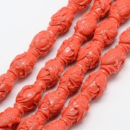 Synthetic Coral Carven Beads Strands CORA-G112-A-02-1