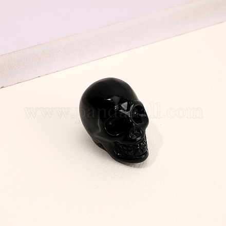 Natürliche Obsidian-Totenkopf-Figur als Dekoration G-PW0007-061D-1