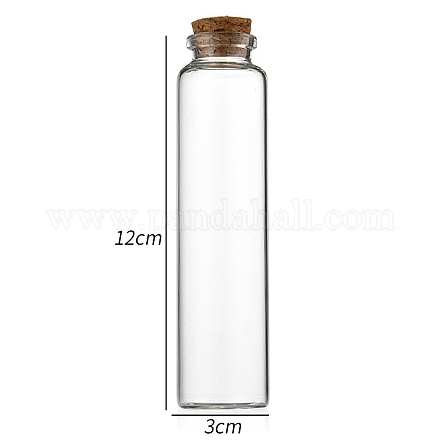 ガラス瓶  コルクプラグ付き  ウィッシングボトル  コラム  透明  3x12cm  容量：65ml（2.20fl.oz） CON-WH0085-71H-1