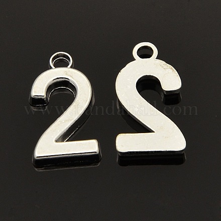 Rack Plated Zinc Alloy Number Charms PALLOY-A062-2S-NR-1