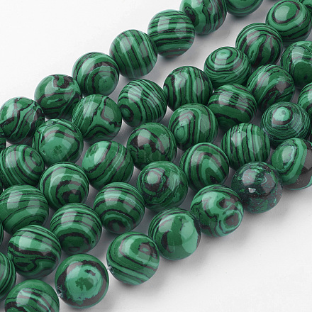 Chapelets de perles en malachite synthétique G-G735-70-12mm-1