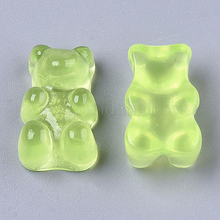 半透明の樹脂カボション  クマ  黄緑  17.5x10.5x7.5mm CRES-CJ0001-30-1