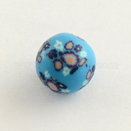 Handmade Flower Pattern Polymer Clay Beads CLAY-Q174-02-1
