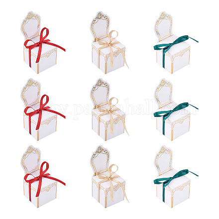 Fashewelry 30 ensembles 3 couleurs forme de chaise boîte à bonbons de mariage romantique CON-FW0001-01-1