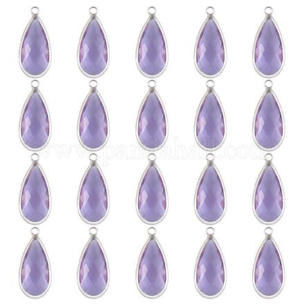 OLYCRAFT 20pcsWater Drop Pendants Crystal Beads Pendants Charms Rhinestone Teardrop Pendants Platinum Plated Faceted Glass Crystal for Women Necklace and Earrings Making - Lilac RGLA-OC0001-19F-1