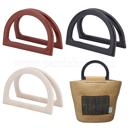 Pandahall elite 6 pz 3 colori set di manici per borse in plastica a forma di d in finto legno FIND-PH0010-55-1