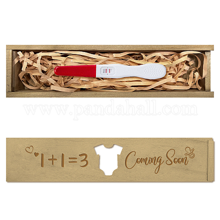 Caja de recuerdos rectangular de madera para prueba de embarazo con tapa deslizante CON-WH0102-001-1