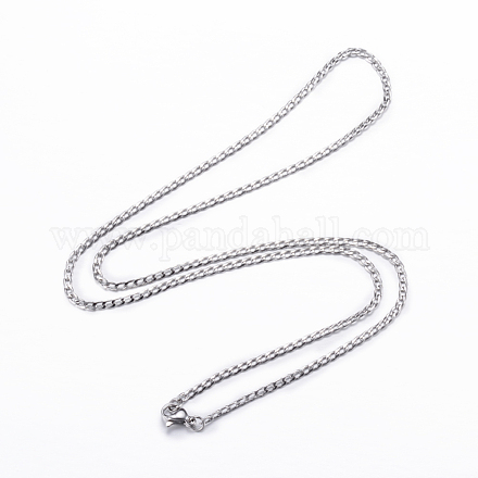 Collares de cadena de bordillo de 304 acero inoxidable NJEW-K099-04P-1