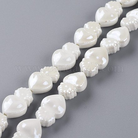 Perles de porcelaine lisses faites à la main PORC-M003-09N-1