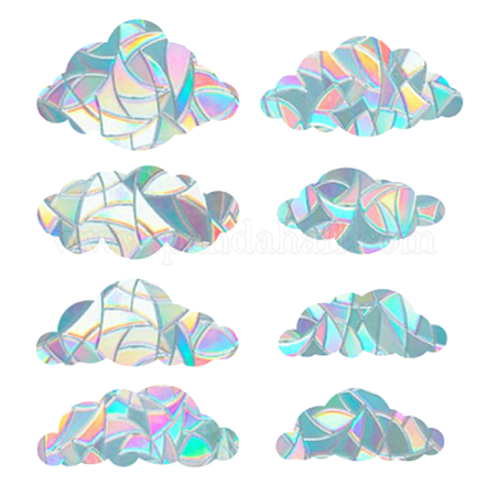 レインボープリズムパスター  窓のステッカーの装飾  雲  カラフル  15cm  18cm  8個/セット DIY-WH0203-72-1