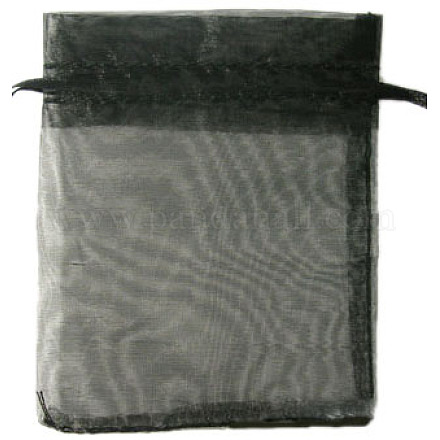 オーガンジーバッグ巾着袋  ブラック  10x8cm X-OP016-1-1