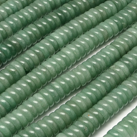 Flache runde / Scheibe natürliche grüne Aventurin Perlen Stränge G-R310-10-1