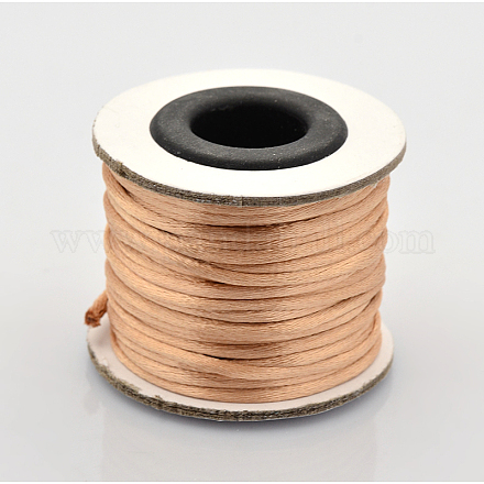 マクラメラテール中国結び作り用コードラウンドナイロン編み込みひも糸  サテンコード  バリーウッド  2mm  約10.93ヤード（10m）/ロール NWIR-O002-05-1