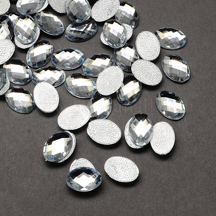 Cabochons transparents facettés acryliques ovales à facettes en forme de strass pour la conception de vêtement GACR-Q004-10x14mm-01-1