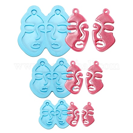 Stampi in silicone per faccia astratta in stile 3 pz 3 DIY-LS0003-13-1