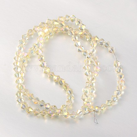 Sfaccettate perle di vetro bicone fili X-EGLA-P017-4mm-14-1