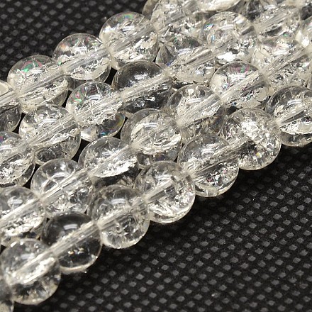 Chapelets de perles rondes bicolores en verre craquelé X-GLAA-F034-10mm-05-1