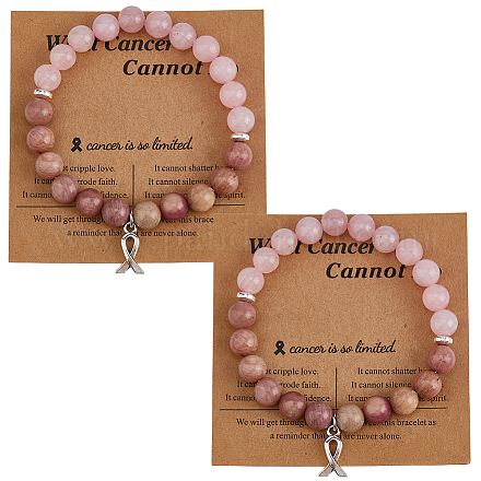 2шт. браслеты с подвесками из сплава и лентой для повышения осведомленности BJEW-DC0001-13-1