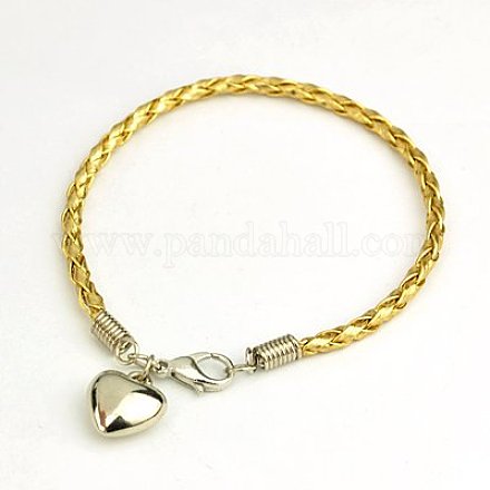 Bracelets avec breloque en cuir tressé PU BJEW-JB00785-18-1