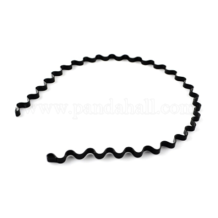 Estilo coreano 5 mm de ancho llano forma bandas para el cabello de hierro negro onda OHAR-R072-01-1